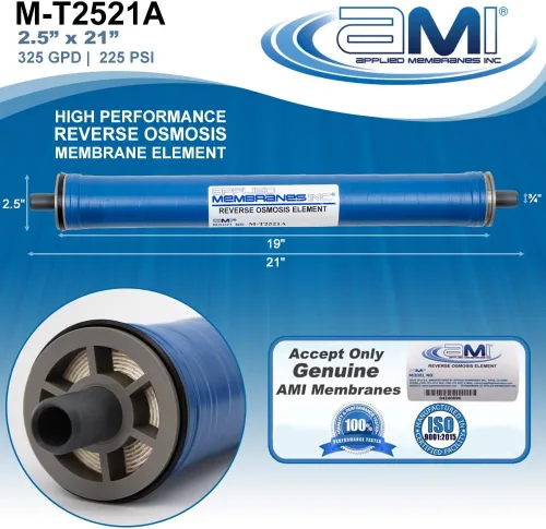 Miniatura 3 de Elemento de membrana de ósmosis inversa de 2.5" x 21" para agua del grifo Alto rechazo 325 GPD a 225 psi Rechazo del 99.5% Membrana RO