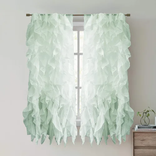 Miniatura 28 de Sweet Home Collection Paquete de 2 Paneles de Ventana Cortinas de Gasa Transparente con Volantes Verticales en Cascada Gris