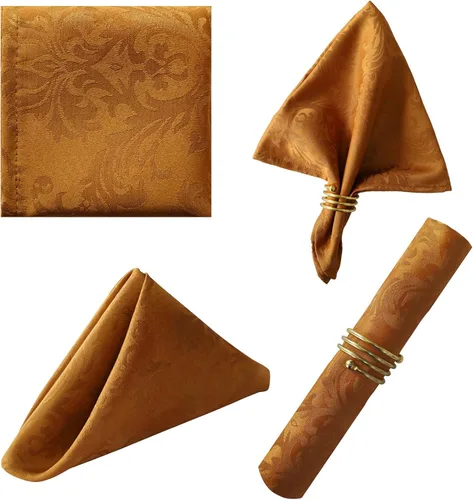 Miniatura 20 de Servilletas cuadradas de jacquard blanco, servilletas de poliéster suave resistentes a las arrugas con diseño damasco, servilletas de tela