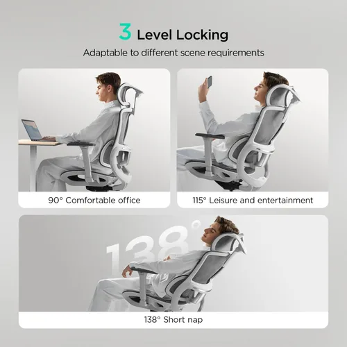 Miniatura 6 de Hbada E2 Silla de oficina ergonómica, silla de oficina de malla grande y alta con soporte lumbar dinámico de 6 vías, reposabrazos ajustables 3D