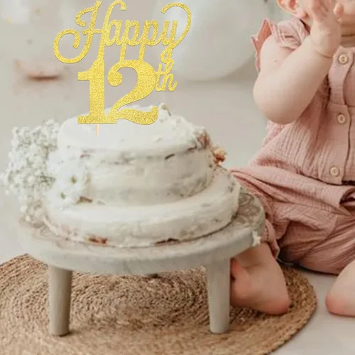 Miniatura 6 de 1 paquete de decoración para pastel de 12 años, purpurina negra número 12, doce cumpleaños, decoración para felicitaciones a 12 años de edad, 12