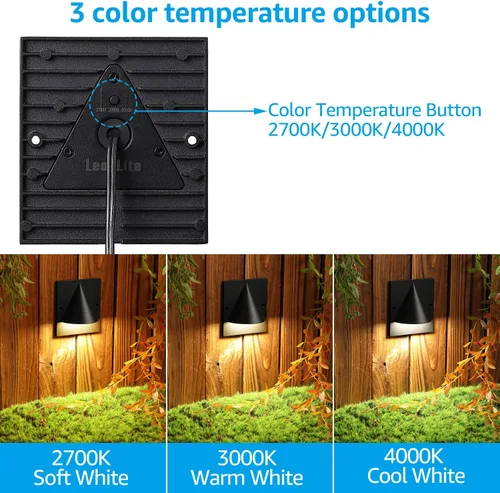 Miniatura 2 de LEONLITE 3CCT - Luz LED de bajo voltaje para terraza, 12-24V AC/DC, luz de valla de barandilla de paisaje, IP65 impermeable, certificación ETL, IP65