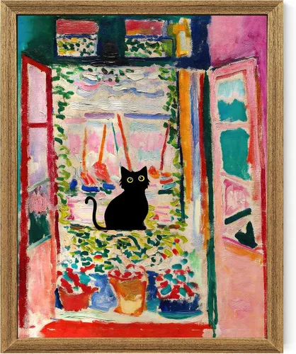 Miniatura 42 de Fantasy Artists Van Gogh - Lienzo decorativo para pared, diseño de gato negro con diseño de almendra y diseño de gato negro, pósteres de pintura al