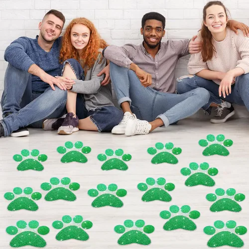 Miniatura 21 de ReliThick 30 Piezas Calcomanías de Suelo con Huellas de Patas 7.5" Huellas de Patas Grandes Adhesivo de Pared Autoadhesivo Calcomanía de Suelo