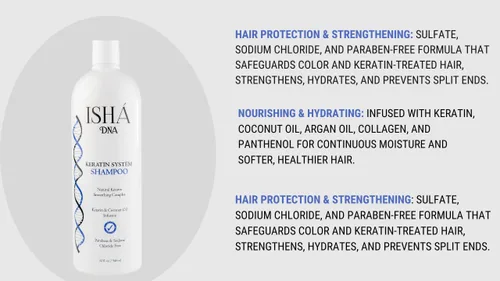 Miniatura 3 de Champú con sistema de tratamiento de queratina, sin sulfatos ni parabenos, aceite de coco infundido para todo tipo de cabello (16 onzas líquidas)