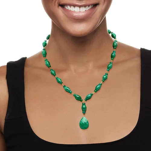 Miniatura 2 de Ross-Simons Collar en Y de esmeralda de 159.00 quilates en oro de 18 quilates sobre plata esterlina, Gema, Esmeralda