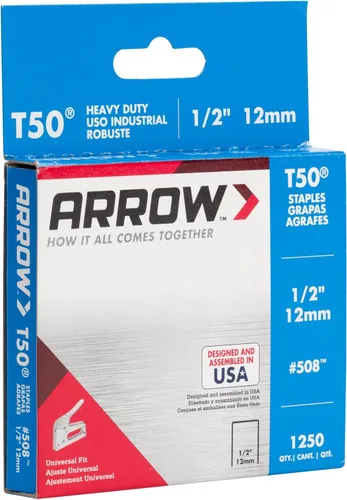 Miniatura 7 de Arrow 508 Heavy Duty T50 Longitud de pierna de 1/2 pulgada, corona de 3/8 pulgadas, grapas para tapicería, construcción, muebles, manualidades, 1250