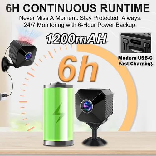 Miniatura 3 de Mini cámara – Mini cámara de seguridad inalámbrica 4K mejorada 2026, pequeña cámara WiFi para interiores con visión nocturna sin brillo, alertas