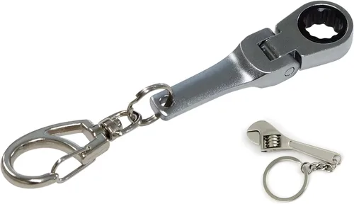 GT//Rotors Llavero Anillo de Llave de Trinquete de 10mm (Bono Gratis: Llavero de Llave Inglesa Mini)