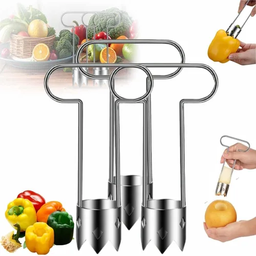 Miniatura 8 de OFY ONLY FOR YOU Removedor de semillas de pimiento rojo, herramienta de descorazonado de frutas y verduras de acero inoxidable, 1 pieza