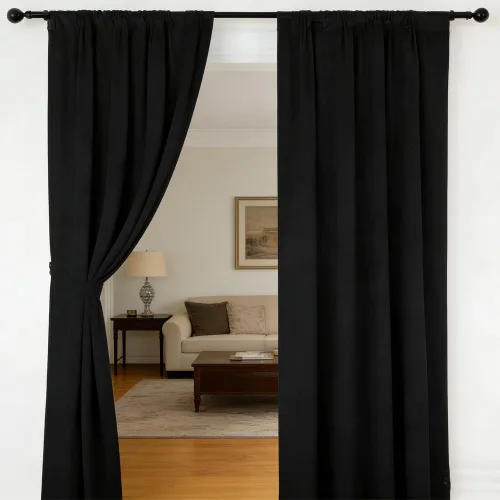 Miniatura 7 de nanbowang - Cortinas de terciopelo negro; cortinas de terciopelo de 63 pulgadas de largo, suaves, con bolsillo para cortinero, con aislamiento