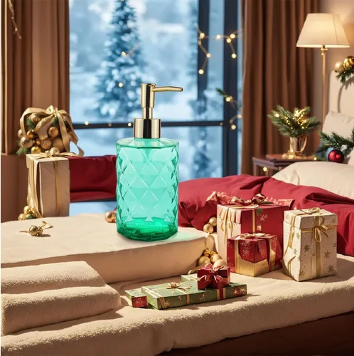 Miniatura 3 de Dispensador de jabón verde para baño, dispensador de jabón líquido de manos verde esmeralda recargable con bomba de plástico ABS para baño, jabón