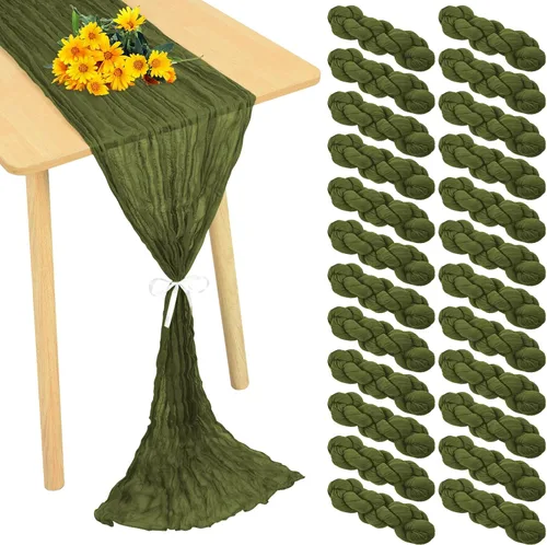 Miniatura 10 de Paquete de 24 caminos de mesa de estopilla de 20 x 120 pulgadas, camino de mesa de tela de queso a granel, romántico, bohemio, tela de gasa Beige