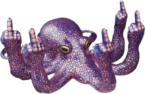 Miniatura 8 de Divertida estatua de pulpo de resina, decoración de pecera, pulpo enojado con gesto luminoso, para decoración de interiores de acuario (negro)