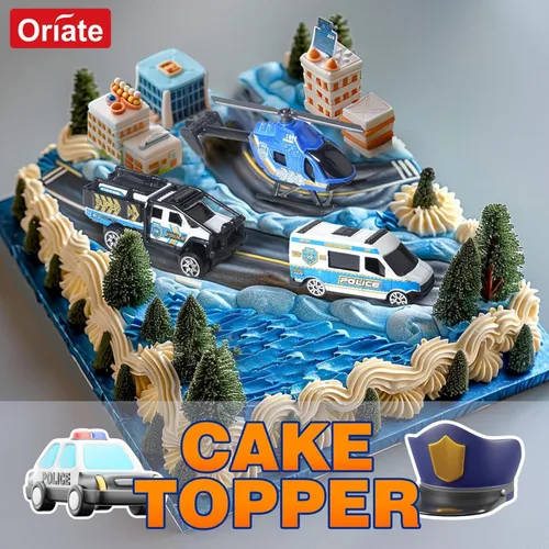Miniatura 2 de Oriate Diecast Police Rescue City S.W.A.T. Juego de juguetes de coche con patrulla de remolque resistente, 13 piezas de aleación mini vehículos