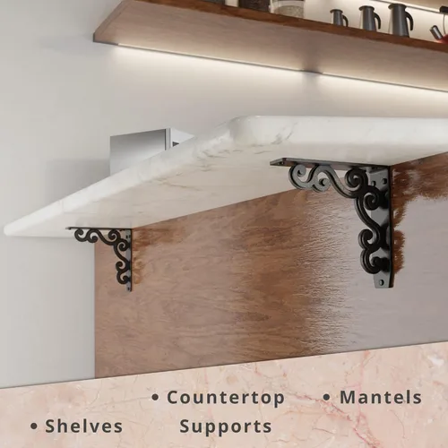 Miniatura 5 de Starby Charleston Soportes de acero resistente para repisa de chimenea, estante flotante, soporte de encimera, soldado a mano (paquete de 2)