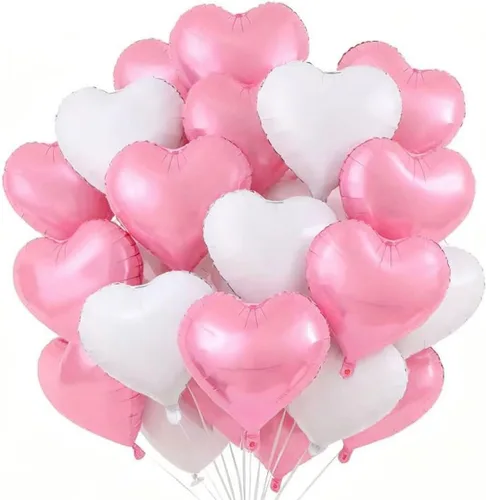 Miniatura 29 de 100 globos en forma de corazón de 5 pulgadas, globos de aluminio de Mylar de papel de aluminio para decoración de mujeres y niñas, día de San