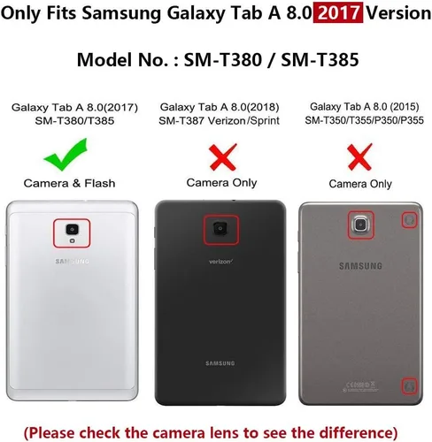 Miniatura 6 de Dteck Funda tipo libro para Galaxy Tab A 8.0 (SM-T380/T385) de 8 pulgadas (modelo 2017) con soporte (ángulos de visión ajustables)/ranuras
