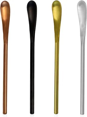 4 colores 304 de acero inoxidable sólido cóctel té palitos agitadores, cuchara agitadora de bebida de mango corto, cuchara agitadora de café