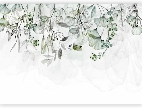 artgeist Mural de pared Hojas verdes de 77 x 55 pulgadas, papel tapiz autoadhesivo XXL para despegar y pegar, extraíble, gran adhesivo, decoración