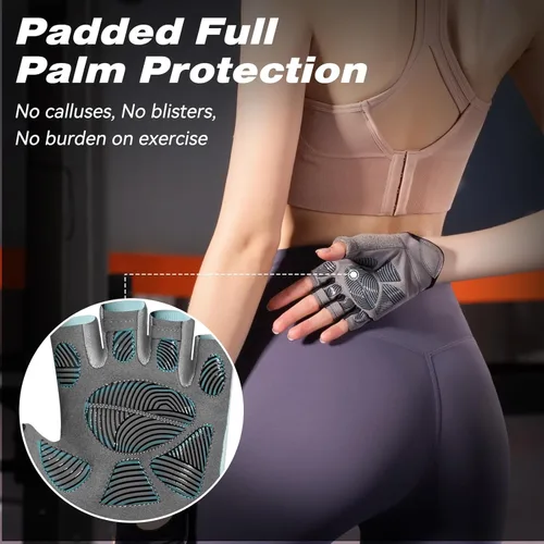 Miniatura 6 de Guantes de entrenamiento para mujeres y hombres, guantes ligeros de levantamiento de peso, transpirables, sin dedos, guantes de gimnasio, ejercicio