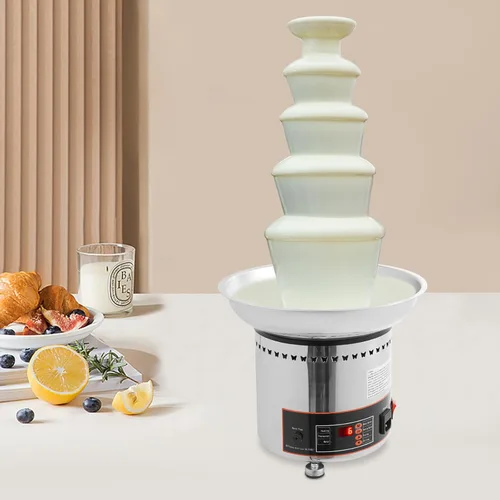 Miniatura 6 de Fuente de fondue de chocolate de 5 niveles, calentador eléctrico de acero inoxidable para derretir chocolate, máquina de fusión calentada, capacidad