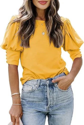 Miniatura 2 de Camiseta de manga corta para mujer, cuello redondo, holgada, casual, de manga corta, para mujer