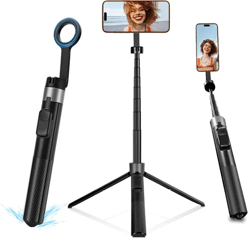 Miniatura 10 de Trípode automático para teléfono, 67 pulgadas de despliegue automático para selfie stick con control remoto, giratorio de 360°, extensible
