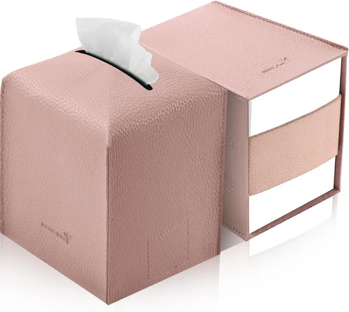 Miniatura 7 de Funda para caja de pañuelos 5 x 5 x 5 pulgadas de piel sintética, organizador cuadrado de caja de pañuelos en cubo para baño, encimera de tocador