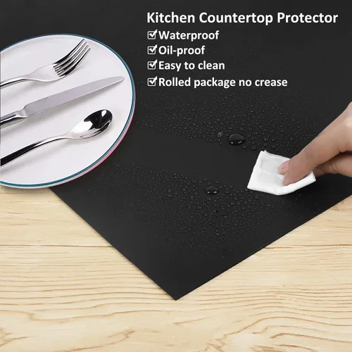 Miniatura 4 de Tapete de silicona extra grande, tapete de silicona para encimera de cocina, isla, mesa de comedor, protector de encimera, tapete resistente al Negro