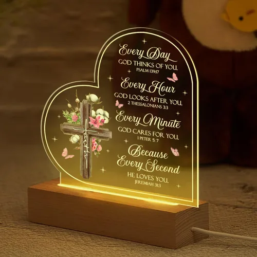 Miniatura 6 de SANDJEST Luz nocturna acrílica, regalos cristianos para mujeres, regalos inspiradores con versículos de la Biblia, decoración religiosa