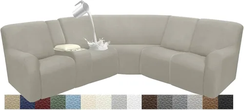 Miniatura 112 de Fundas impermeables de sofá reclinable modular para sofás reclinables, lavable en forma de L, para perros, fundas elásticas para sofá reclinable