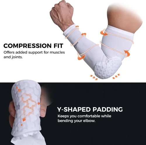 Miniatura 4 de Manga protectora para el codo de COOLOMG, 2 unidades para niños, para baloncesto, equipo protector para la mano, el brazo y el codo, para adultos
