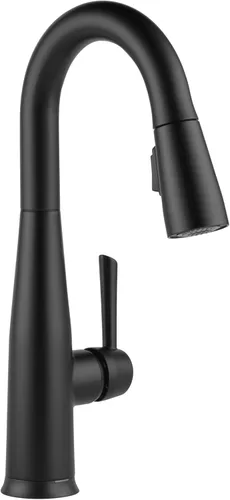 Miniatura 19 de Grifo de Fregadero de Barra Delta Essa Negro Mate con Rociador Desplegable, Grifo Moderno de Fregadero de Preparación de Un Solo Orificio, Una Sola