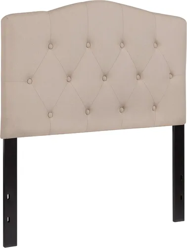 Miniatura 3 de BizChair Cabecero tapizado capitoné tamaño individual en tela beige