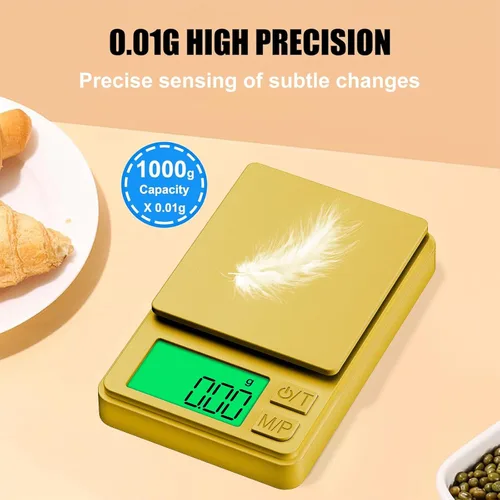 Miniatura 6 de Diyife - Báscula de precisión de 35.27 oz x 0.00 oz, báscula de bolsillo con cubierta protectora, 7 unidades, pantalla LCD retroiluminada, función