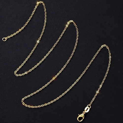 Miniatura 3 de SANNIX Paquete de 50 cadenas de collar chapadas en plata, paquete de cadena de cable para hacer joyas plateado y dorado
