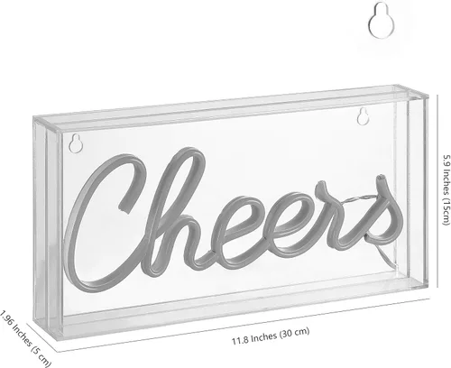 Miniatura 6 de JONATHAN Y Luz de neón LED amarilla "Cheers" de 11.8 pulgadas de ancho x 5.9 pulgadas de alto, operada por USB, amarillo, 147 lúmenes, caja acrílica