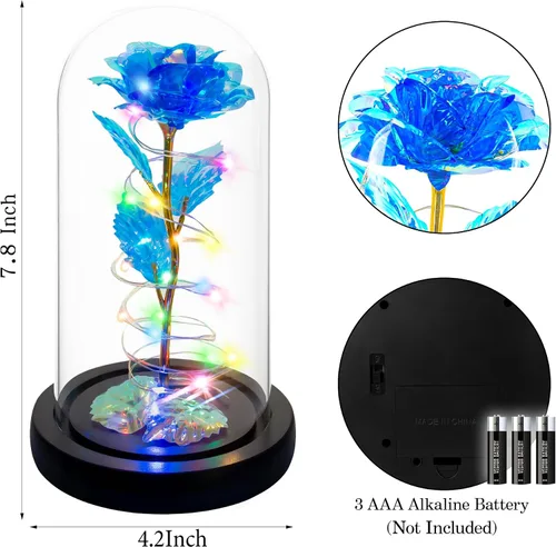 Miniatura 6 de Childom Regalos para el día de la madre para mamá, regalos de cumpleaños para mujeres, abuela, flores para entrega, rosa colorida con luz azul