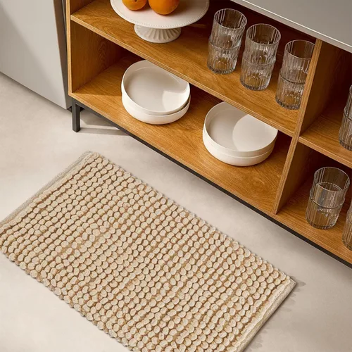 Miniatura 2 de Alfombra de baño de felpilla de algodón de 17 x 24 pulgadas, color beige, tapete de baño de felpa suave, ultra absorbente, de secado rápido, lavable