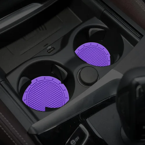 Miniatura 3 de Posavasos insertables para portavasos de automóvil, paquete de 4, diámetro de 2.75 pulgadas, PVC antideslizante, inserto universal, duradero, Púrpura