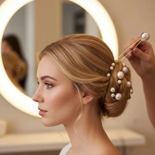 Miniatura 3 de JIEYAO 36 horquillas para el pelo de perlas de boda, accesorios de pelo de perlas, pasadores de novia en forma de U, pasadores de pelo de diamantes
