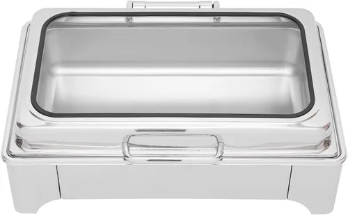 Miniatura 10 de Calentador de alimentos de acero inoxidable, juego de platos de bufé rectangular, estufa de buffet, juego de calentador de bufé para uso doméstico