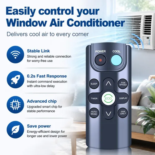 Miniatura 3 de ZWP 210901707 Control remoto de repuesto para aire acondicionado de ventana TCL W5W31-B W5W3M-B W5W3M-3 W6W32-B W8W91-B W10W91-B TAW05CRB19