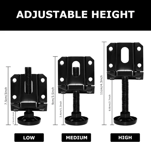 Miniatura 5 de LOSCHEN 16 pies de nivelación ajustables resistentes para muebles, tuercas hexagonales con bloqueo de patas de muebles, para mesa, armarios, banco