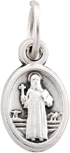 Miniatura 3 de Catholica Shop Catolic Religious Wear Saint Benedict Plata Tono Oxidado Estampado Mini Medalla Colgantes - Lote de 12