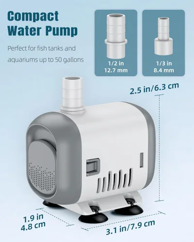 Miniatura 4 de Pawfly Bomba de fuente pequeña, bomba de agua sumergible de 240 GPH para fuente, mini bomba de agua de 12 W con elevación alta de 3.9 pies, bomba