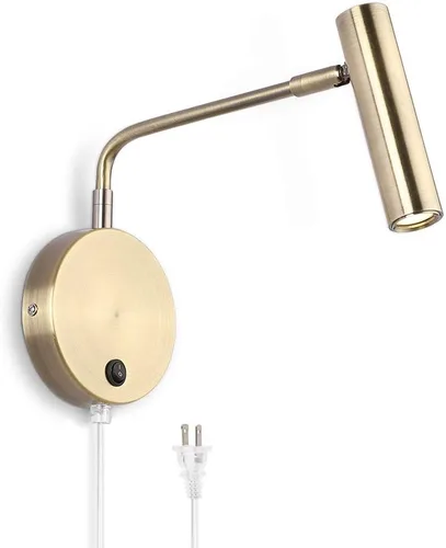 Miniatura 9 de Joossnwell Luces de pared con cable de enchufe, lámparas de pared industriales para dormitorio con interruptor de encendido y apagado, blanco