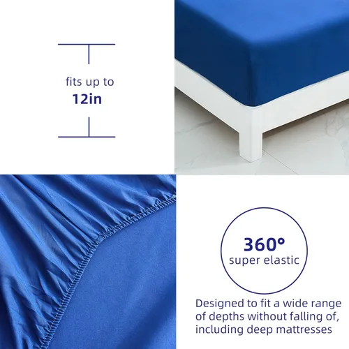 Miniatura 6 de WONGS BEDDING - Juego de edredón azul tamaño Queen de 7 piezas, juego de ropa de cama en una bolsa con patrón de rosas, juegos de ropa de cama