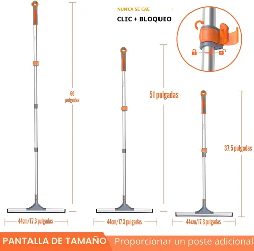 Miniatura 2 de Eazer Escoba de rasqueta para suelo: cepillo de limpieza de servicio pesado con poste de aluminio extensible de 50.3' y hoja de goma para cocina